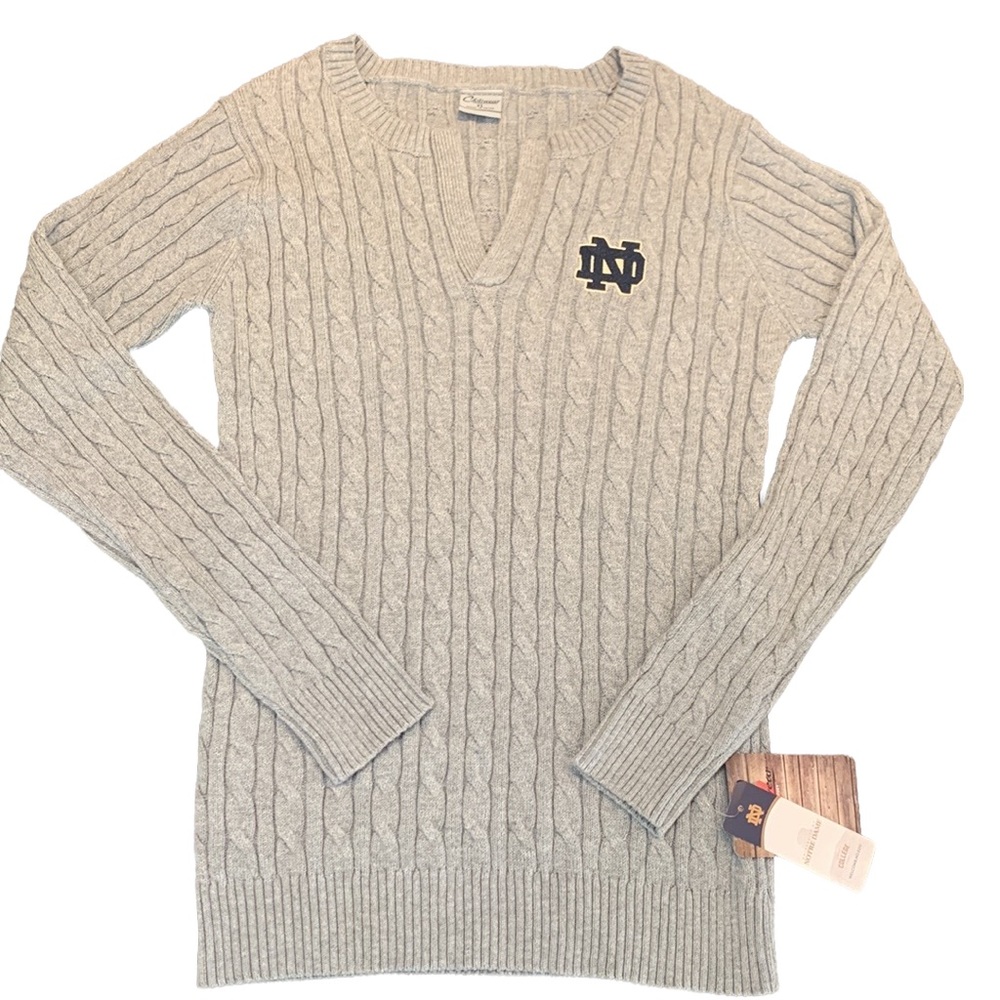 ☘️ NWT Notre Dame Cable Knit Sweater Gray - XL